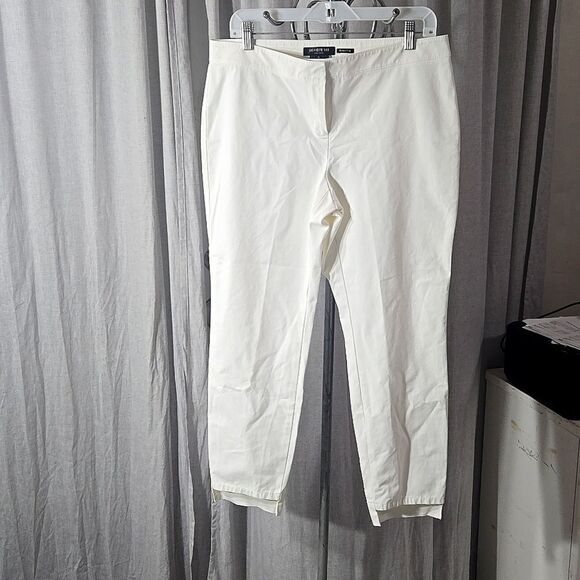 Lafayette 148 Manhattan Fundamental Step Hem Slim Trousers size 10 EUC White